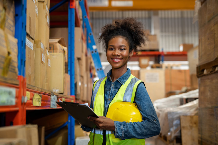 Women warehouse staff worker