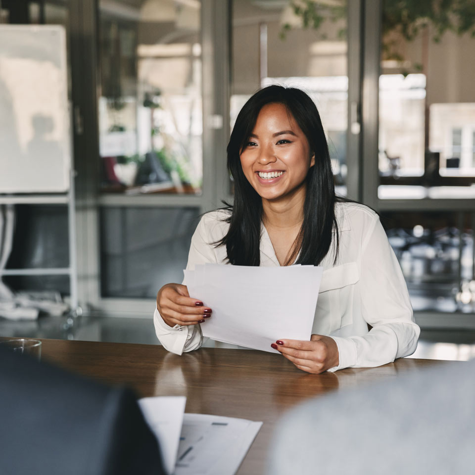 young woman at job interview